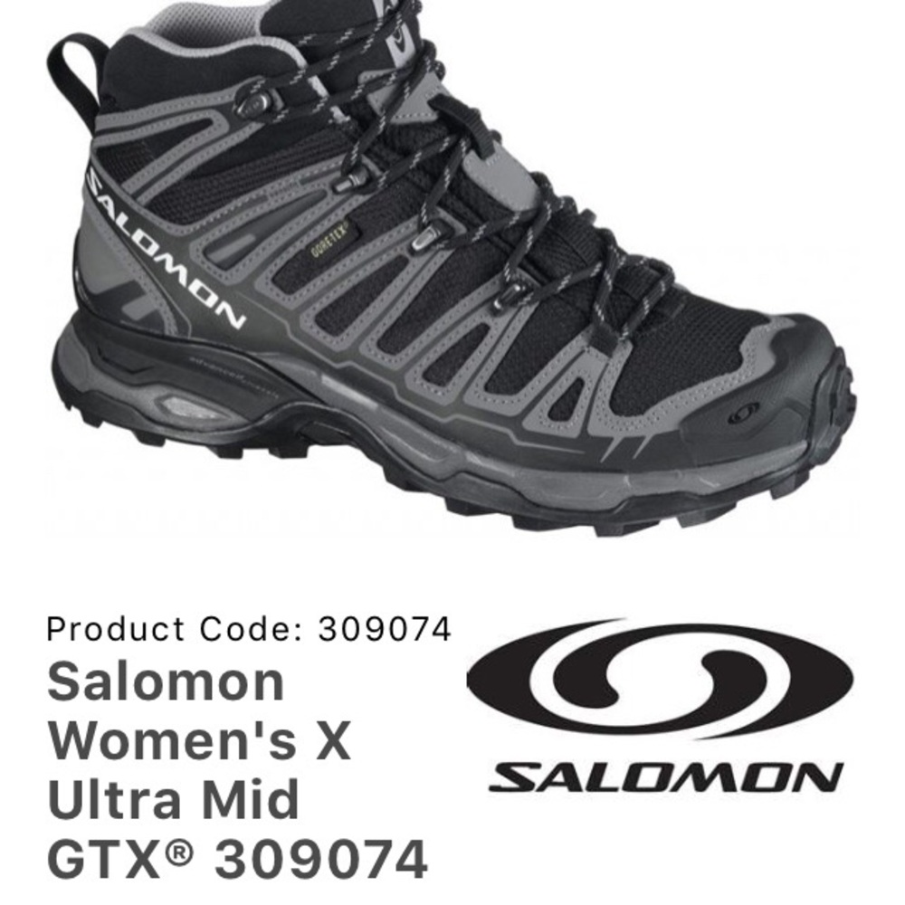 Salomon Women's X Ultra Mid GTX Lace Up Boots - Black and Gray